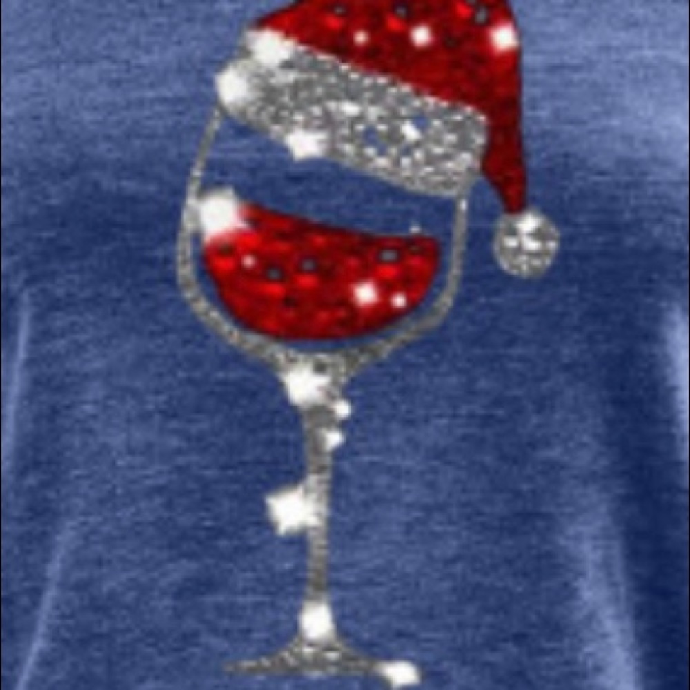 🎅🏼HP🍷⚠️1 LEFT: SMALL•Blue Santa Wine Sweatshirt - Picture 3 of 6